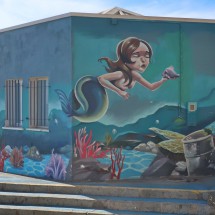 Painted lavatory on the beach of Málaga